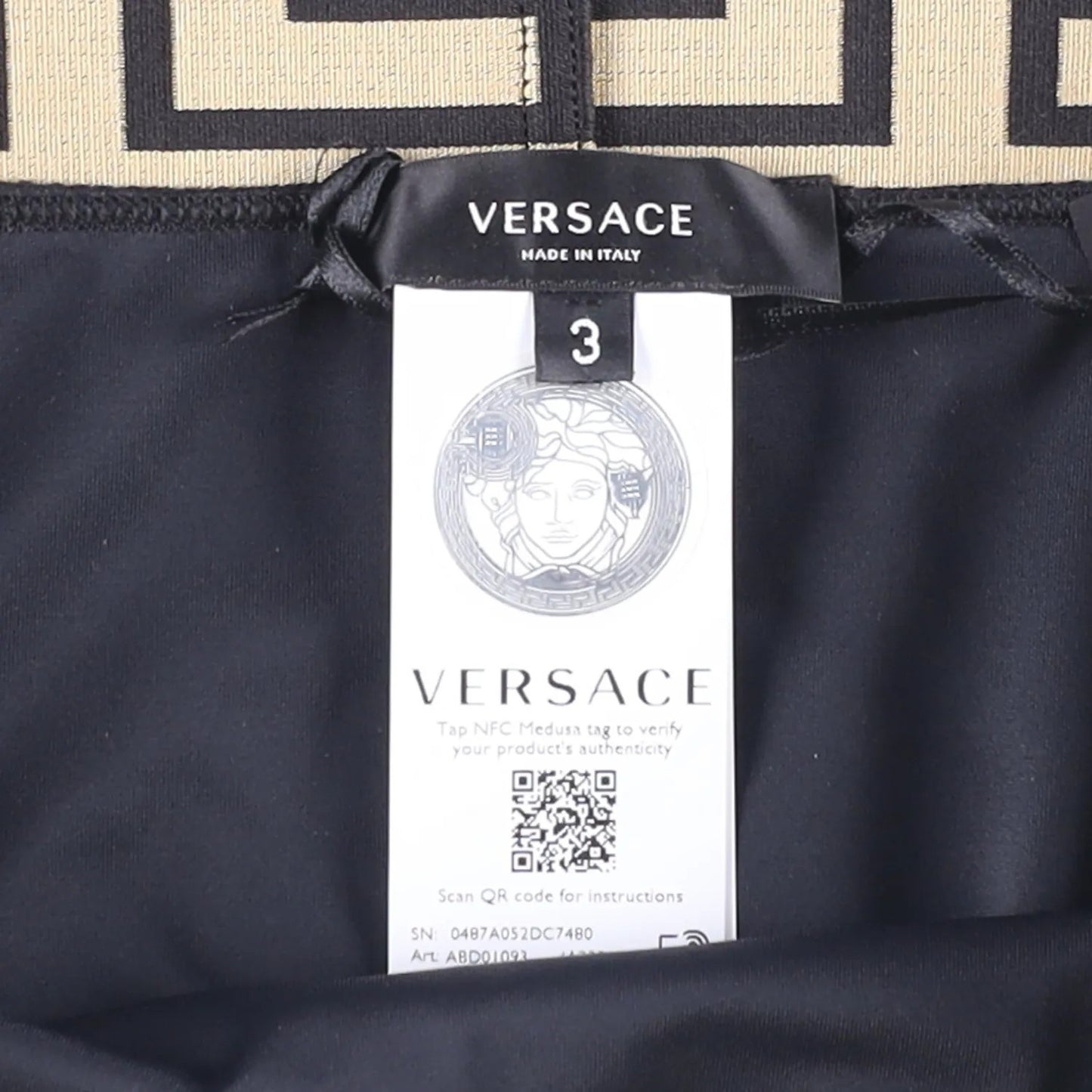 VERSACE Womens Bikini Bottom Logo Elasticated Waist Black Bikini Size 3 RRP 150 — View 6