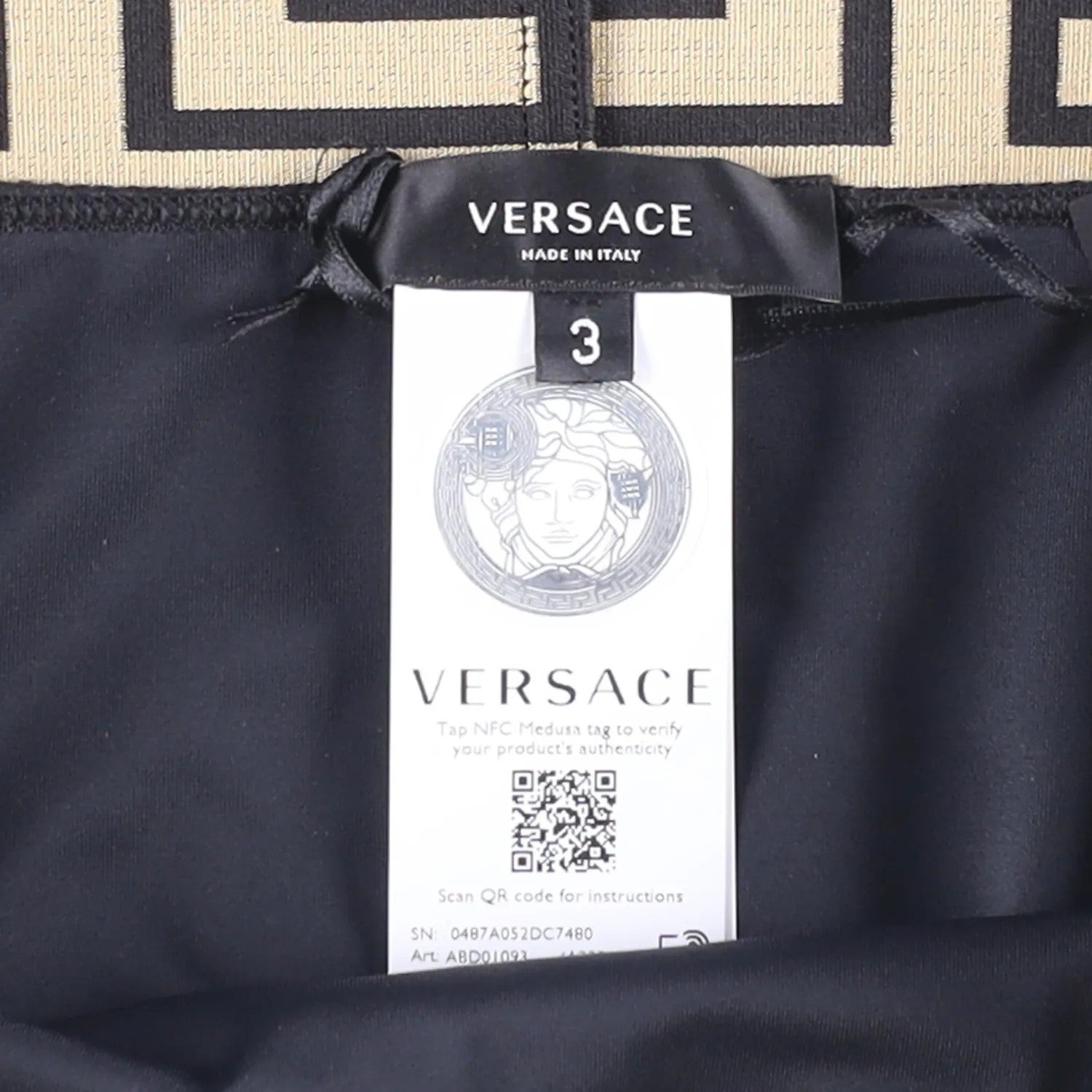 VERSACE Womens Bikini Bottom Logo Elasticated Waist Black Bikini Size 3 RRP 150 — View 6