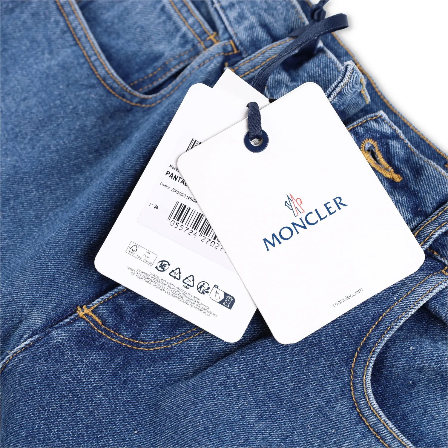 MONCLER Womens Denim Jeans Straight Leg Blue 5 Pockets Size 46 RRP 515 — View 8