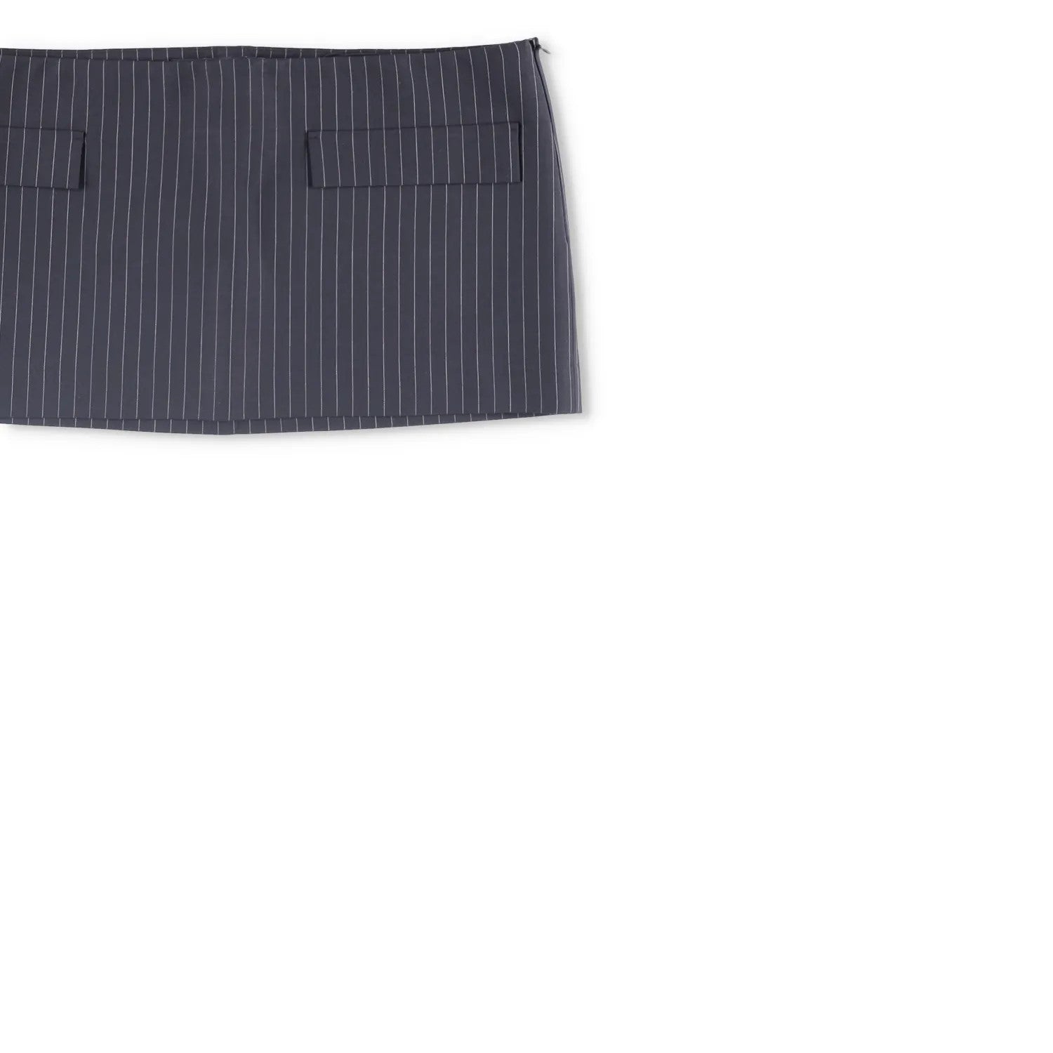 MOWALOLA Womens Pin Striped Mini Skirt Black Twill Zip Short Size M RRP 270 — View 4
