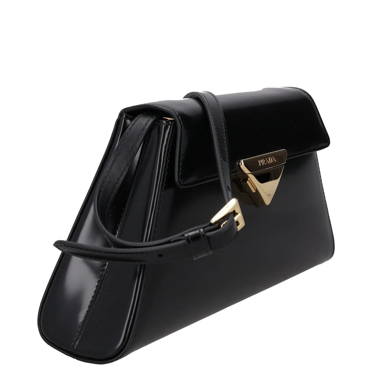 PRADA Womens Spazzolato Brushed Leather Shoulder Bag Black Size M RRP 2650 — View 6