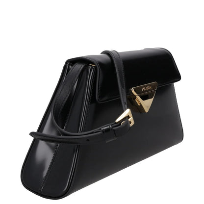 PRADA Womens Spazzolato Brushed Leather Shoulder Bag Black Size M RRP 2650 — View 6