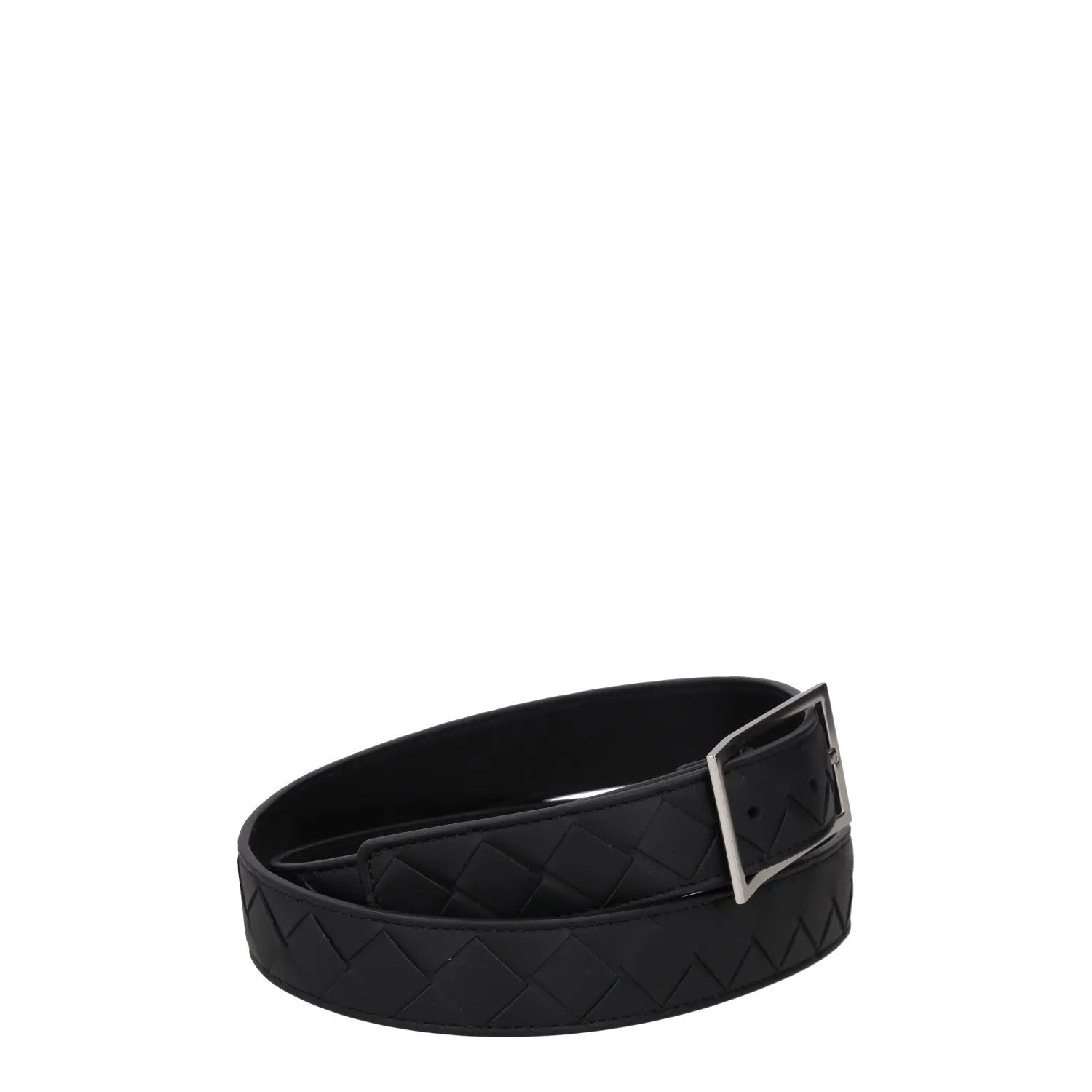 BOTTEGA VENETA Womens Belt Black Leather Dark Silver Buckle Size 90 RRP 550 — View 6