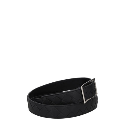 BOTTEGA VENETA Womens Belt Black Leather Dark Silver Buckle Size 90 RRP 550 — View 6