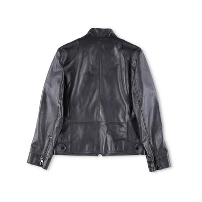 BOSS Mens Leather Biker Jacket Black Zip Closure Stand-Up Collar Size 52 RRP 450 — View 9