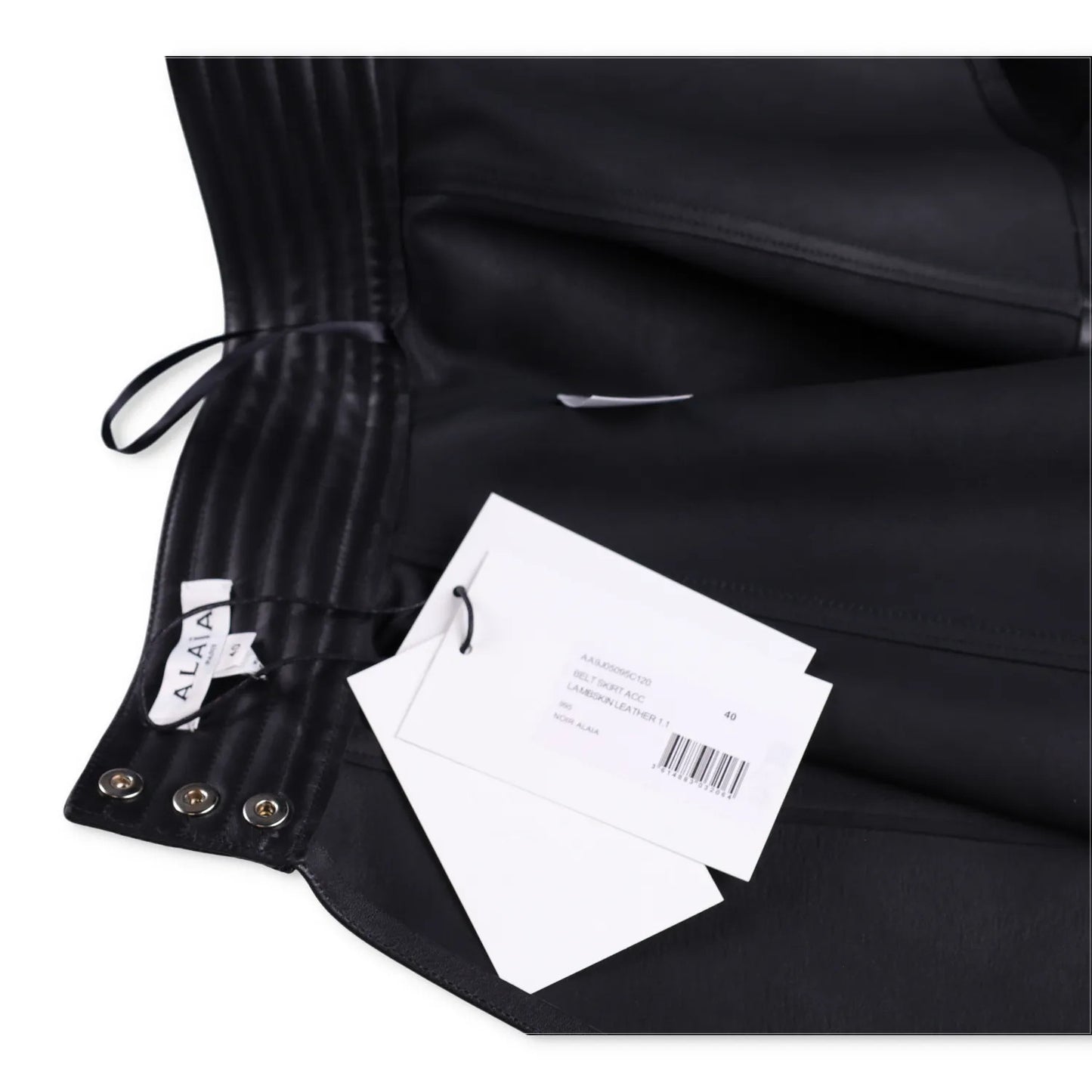 ALAIA Womens Mini Skirt Belt Pleated Nappa Leather Black Size 40 RRP 2529 — View 7