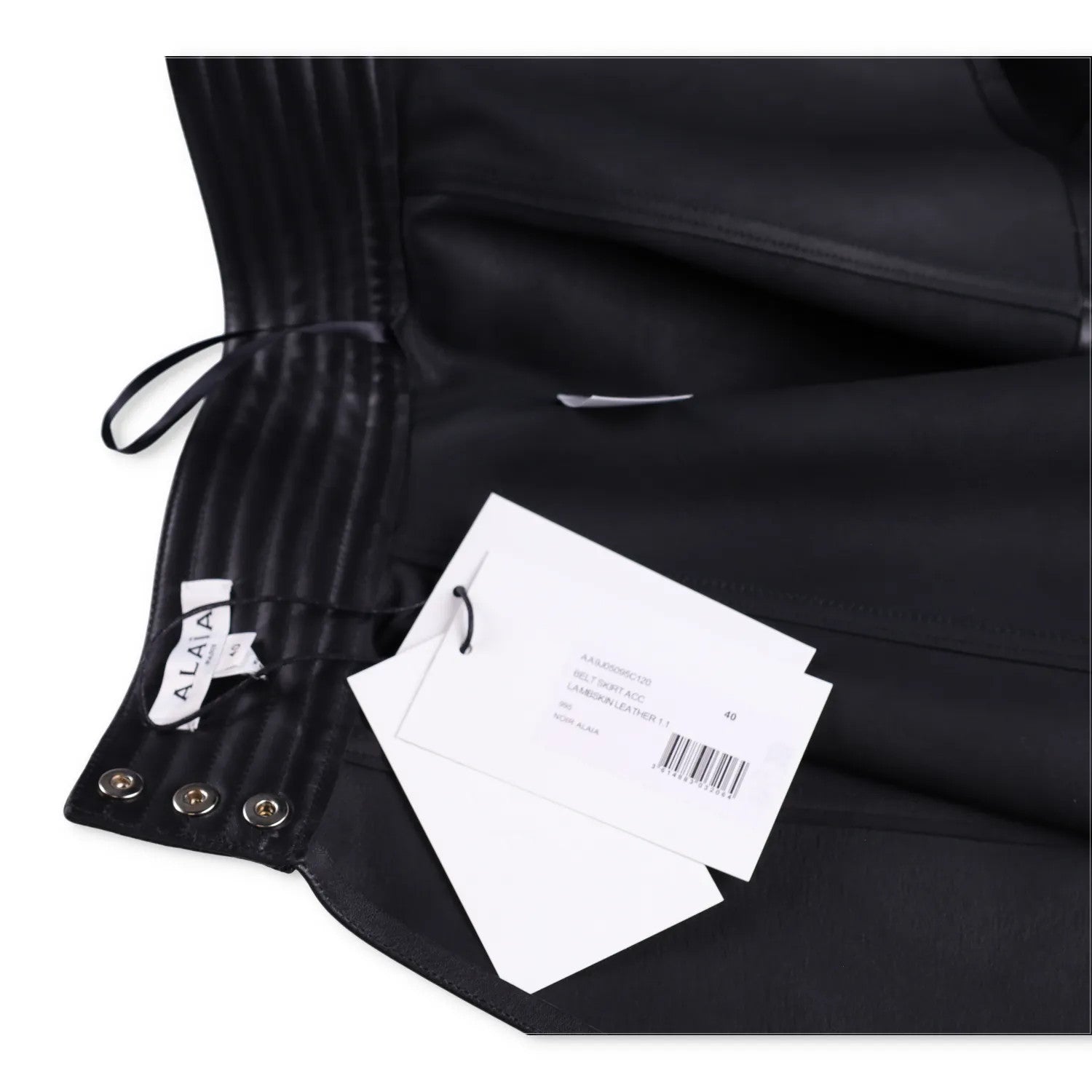 ALAIA Womens Mini Skirt Belt Pleated Nappa Leather Black Size 40 RRP 2529 — View 7