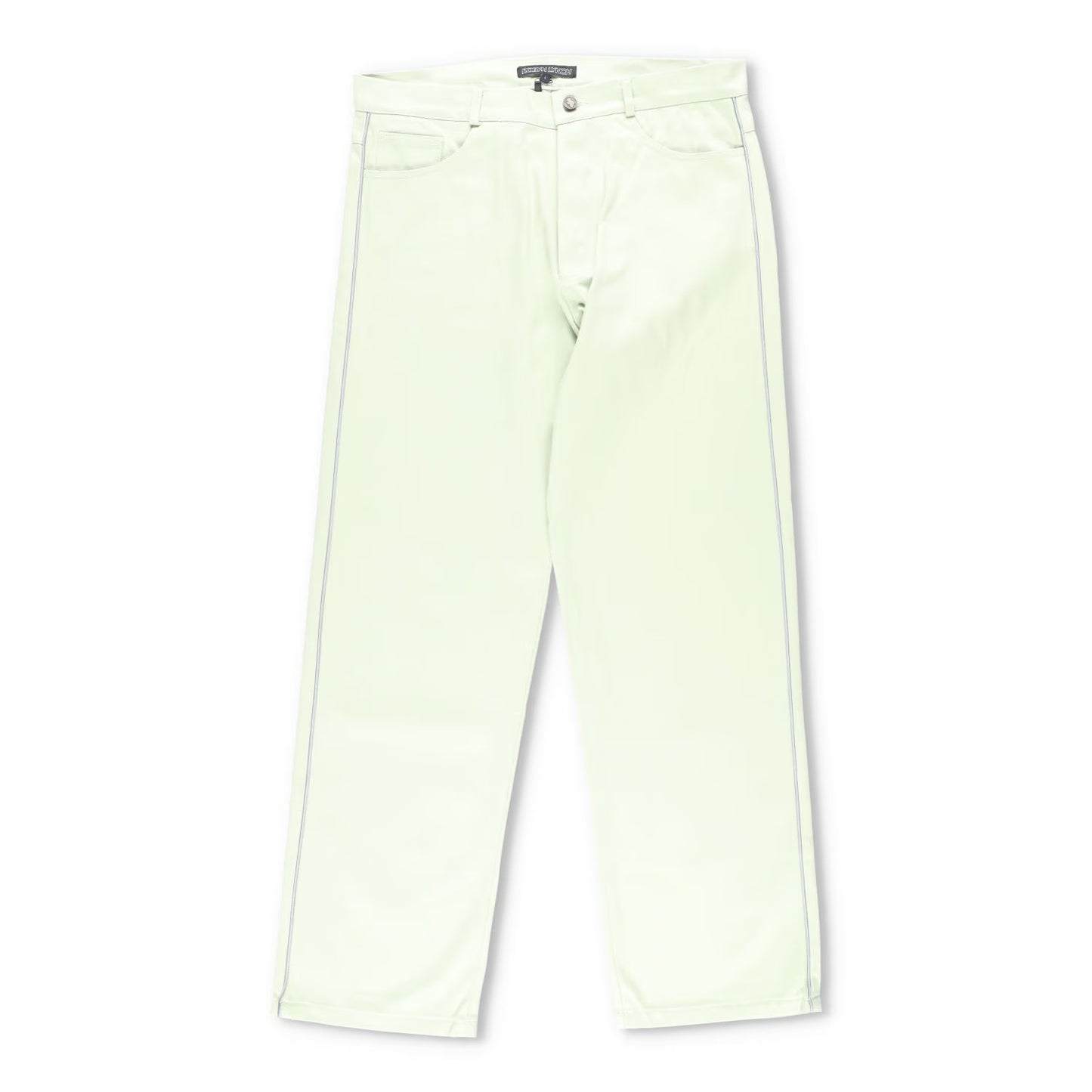 ROBYN LYNCH Mens Piping Jeans Green Straight Denim Mid Rise Logo Button L RRP390