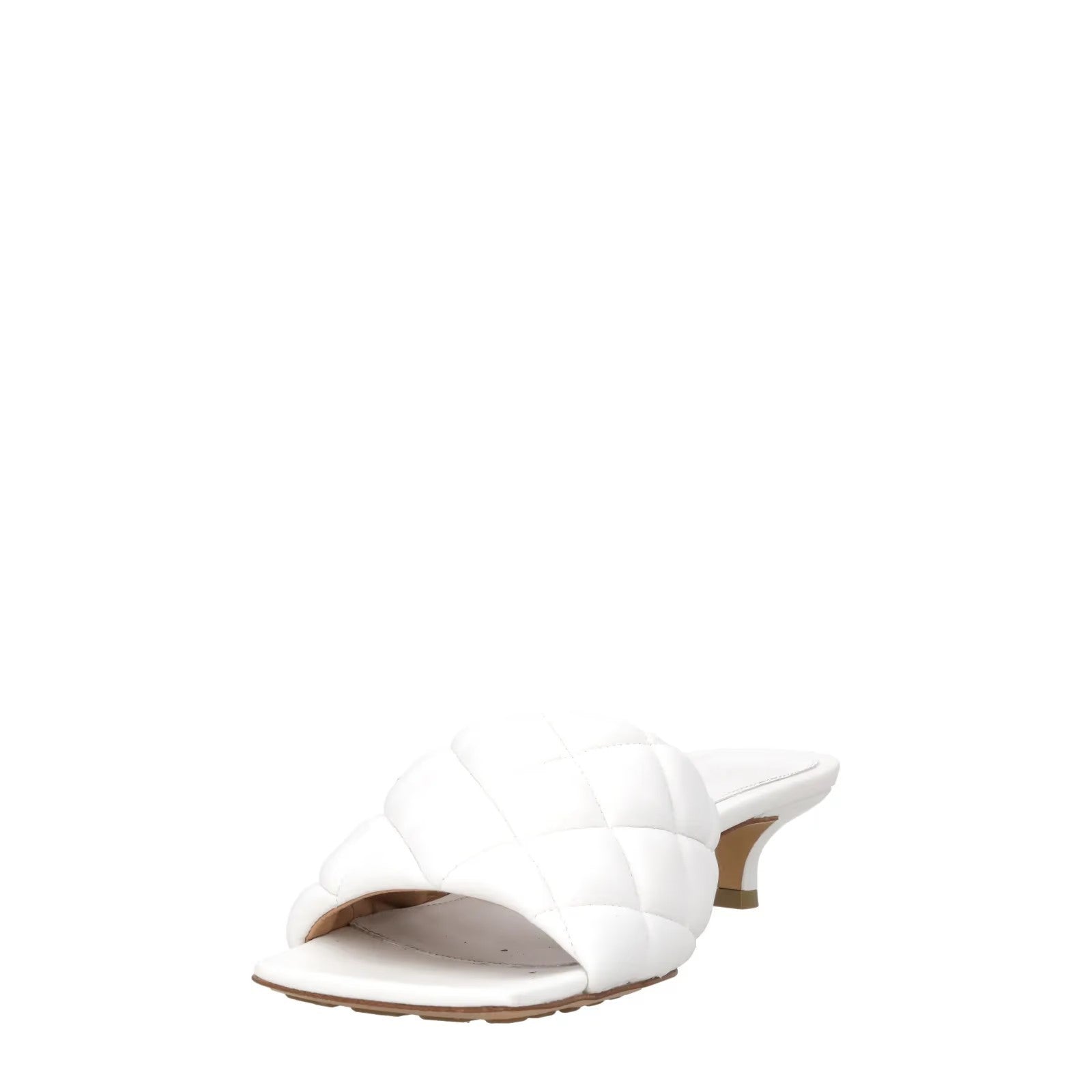 BOTTEGA VENETA Womens Mule Mid Heel Leather Quilted Square Toe White EU34 RRP810 — View 3