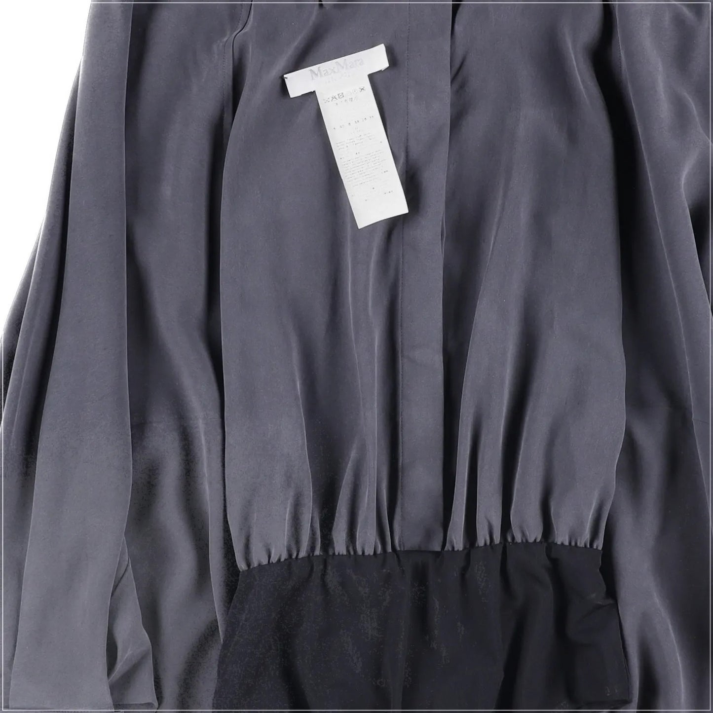 MAX MARA Womens Blouse Tempo Long Sleeve V-Neck Dark Grey Button Up UK 8 RRP 705 — View 4