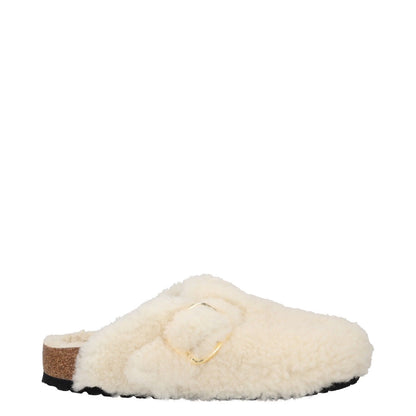 BIRKENSTOCK Womens Mule Slip On Sandal White Shearling Buckle UK 4.5 RRP 190
