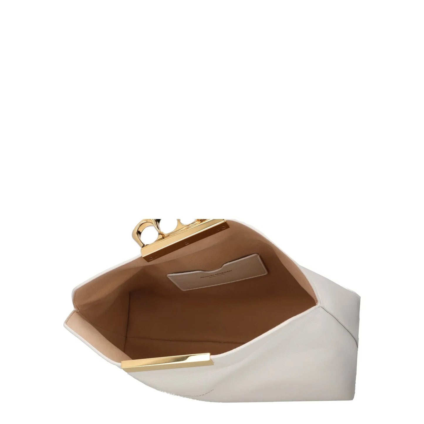 ALEXANDER MCQUEEN Womens Clutch Bag White Leather Gold Hardware Size M RRP 1900 — View 9