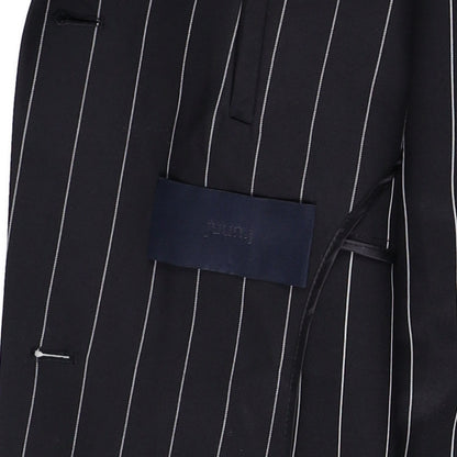 JUUN-J Unisex Striped Pinstripe Long Coat Wool Size 36 RRP1200 — View 9