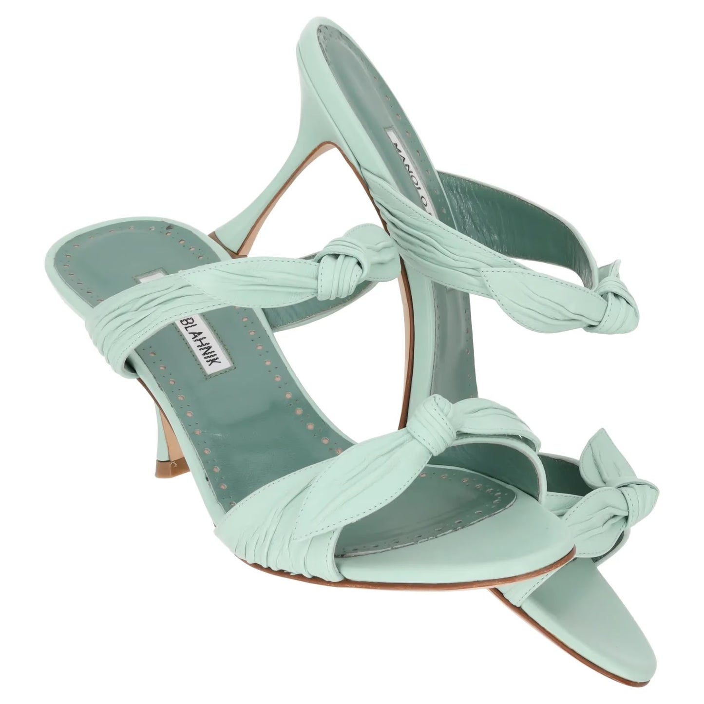 MANOLO BLAHNIK Womens Lollo 70 High Heel Double Strap Sandal Leather UK7 RRP 909 — View 9