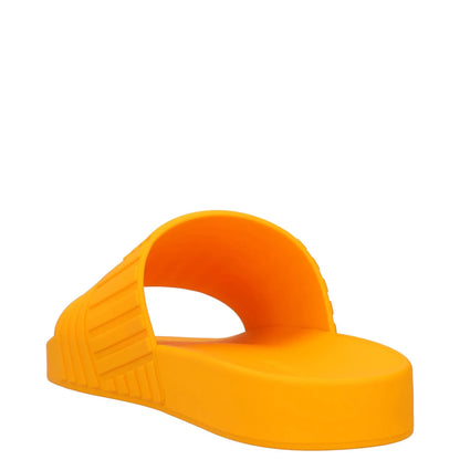 BOTTEGA VENETA Womens Slides Flat Rubber Geometric Print Orange UK 6 RRP 300 — View 5