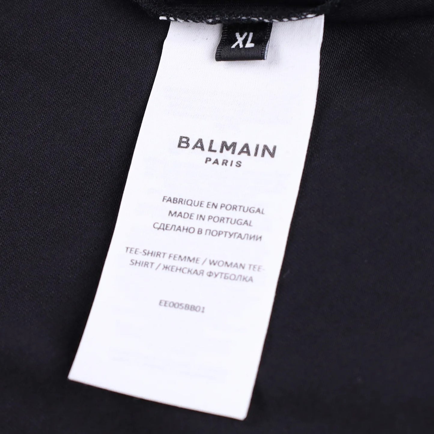 BALMAIN Womens T-Shirt Small Logo Cropped Short Sleeve Crew Neck Black XL RRP295 — View 6