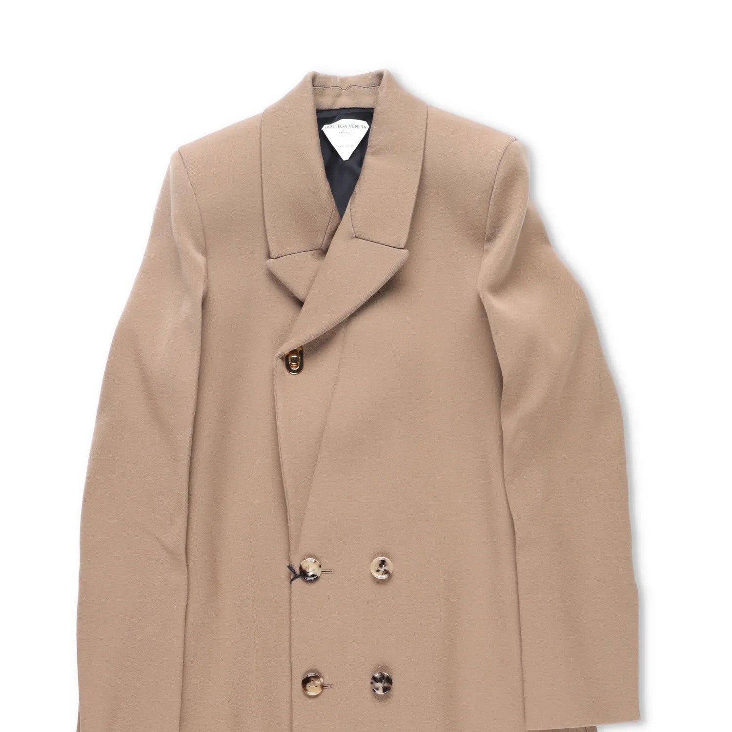 BOTTEGA VENETA Womens Long Beige Wool Coat Double Breasted Size 40 RRP 3500 — View 3