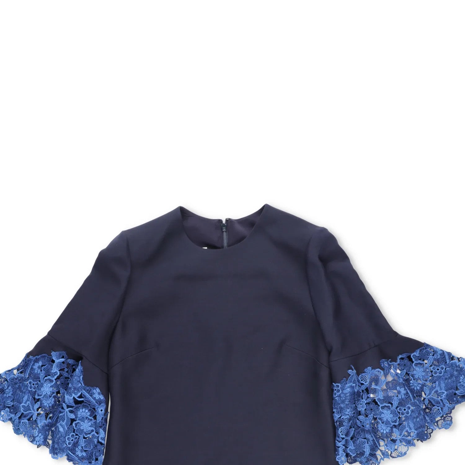Valentino Womens Dress Mini Blue Lace Zip Round Neck 3/4 Bell Sleeve 38 RRP 1800 — View 3