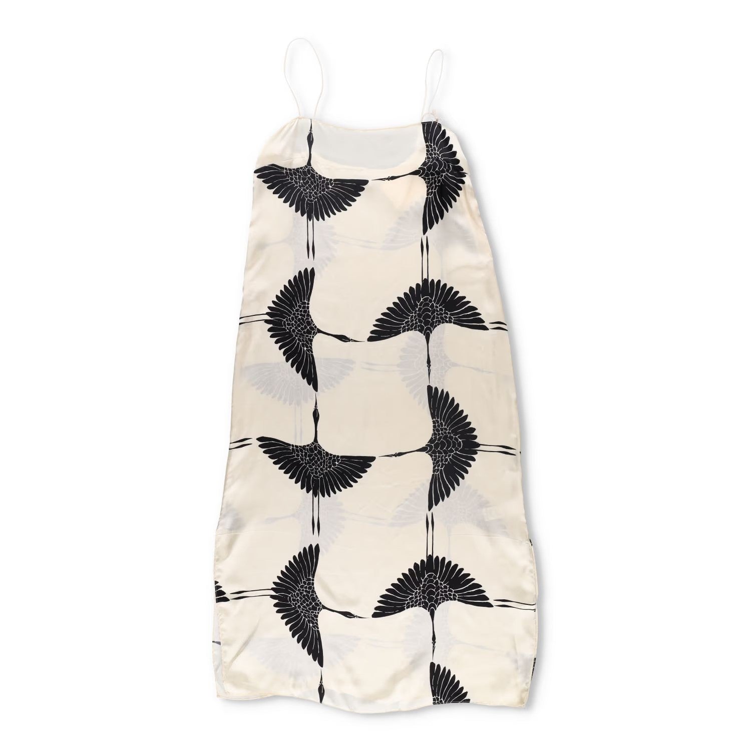 KHAITE Womens Strappy Crane Print Midi Dress Multicoloured Sleeveless 8 RRP 1130