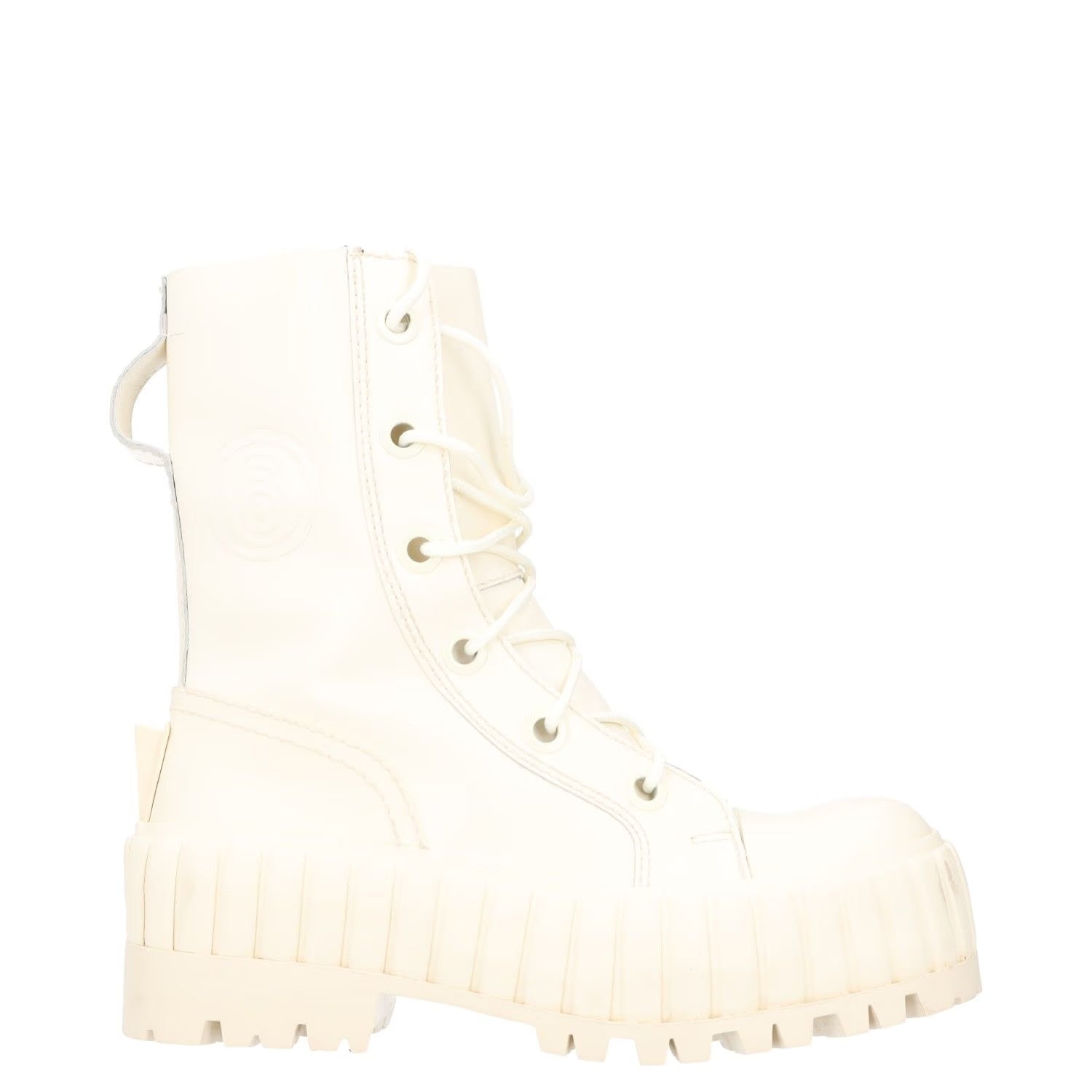 MM6 MARGIELA Womens Combat Boots White Leather Chunky Sole EU 37.5 RRP 375