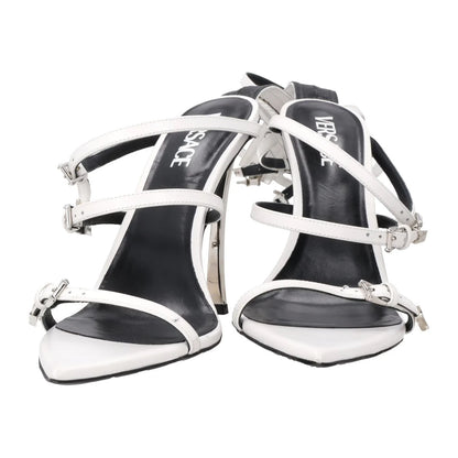 VERSACE Women XX White Leather Strappy Sandals Slanted Stiletto Heel UK7 RRP1030 — View 8