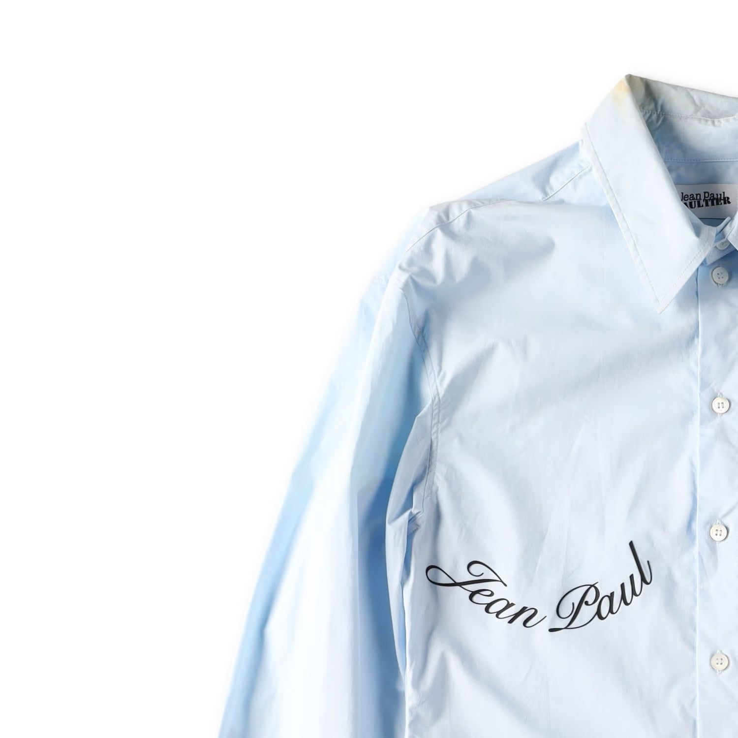 JEAN PAUL GAULTIER Womens Shirt Stretch Poplin Logo Transfer Print M RRP 440 — View 4