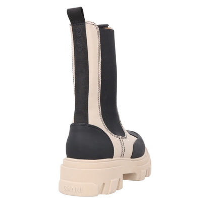 GANNI Womens Mid Calf Cowboy Boot Vegan Leather Beige Black Cleated UK 7 RRP 375 — View 6
