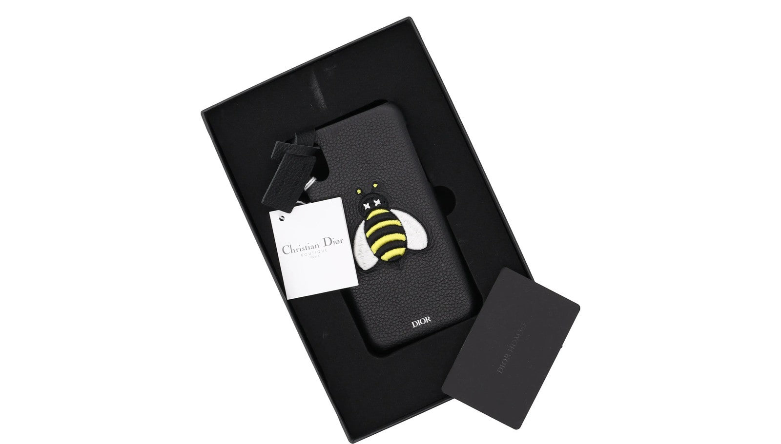 DIOR Bee Hard Phone Case Fits Apple iPhone X Black White Yellow RRP 310 — View 5