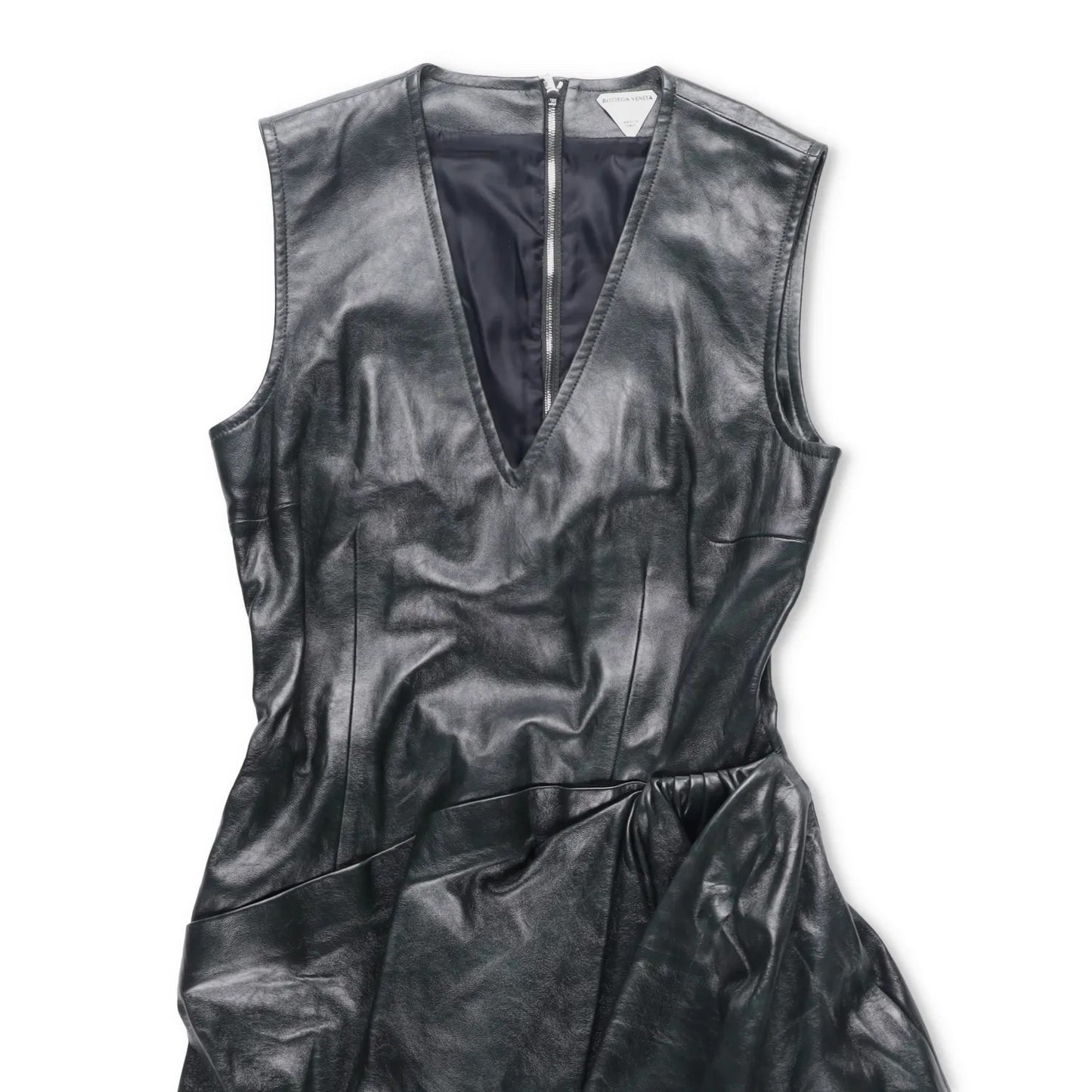 BOTTEGA VENETA Womens Midi Dress Sleeveless Side Drop Leather Black 42 RRP 5200 — View 3