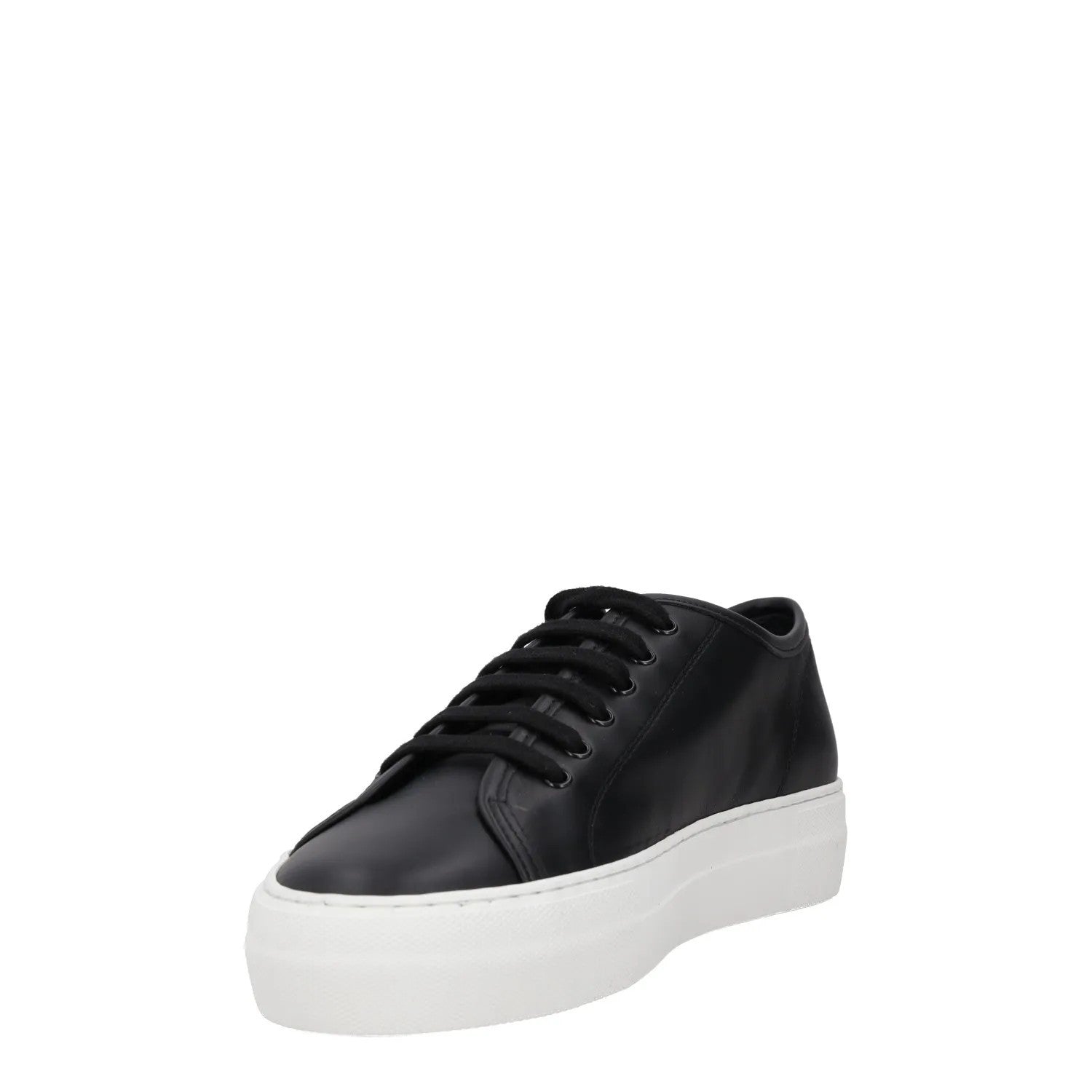 COMMON PROJECTS Womens Trainers Black Leather White Sole Low Top UK 3 RRP 435 — View 3