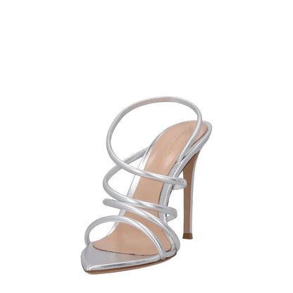 GIANVITO ROSSI Women Ettie 105 Strappy Sandal Silver Slip On Stiletto UK7 RRP756 — View 3