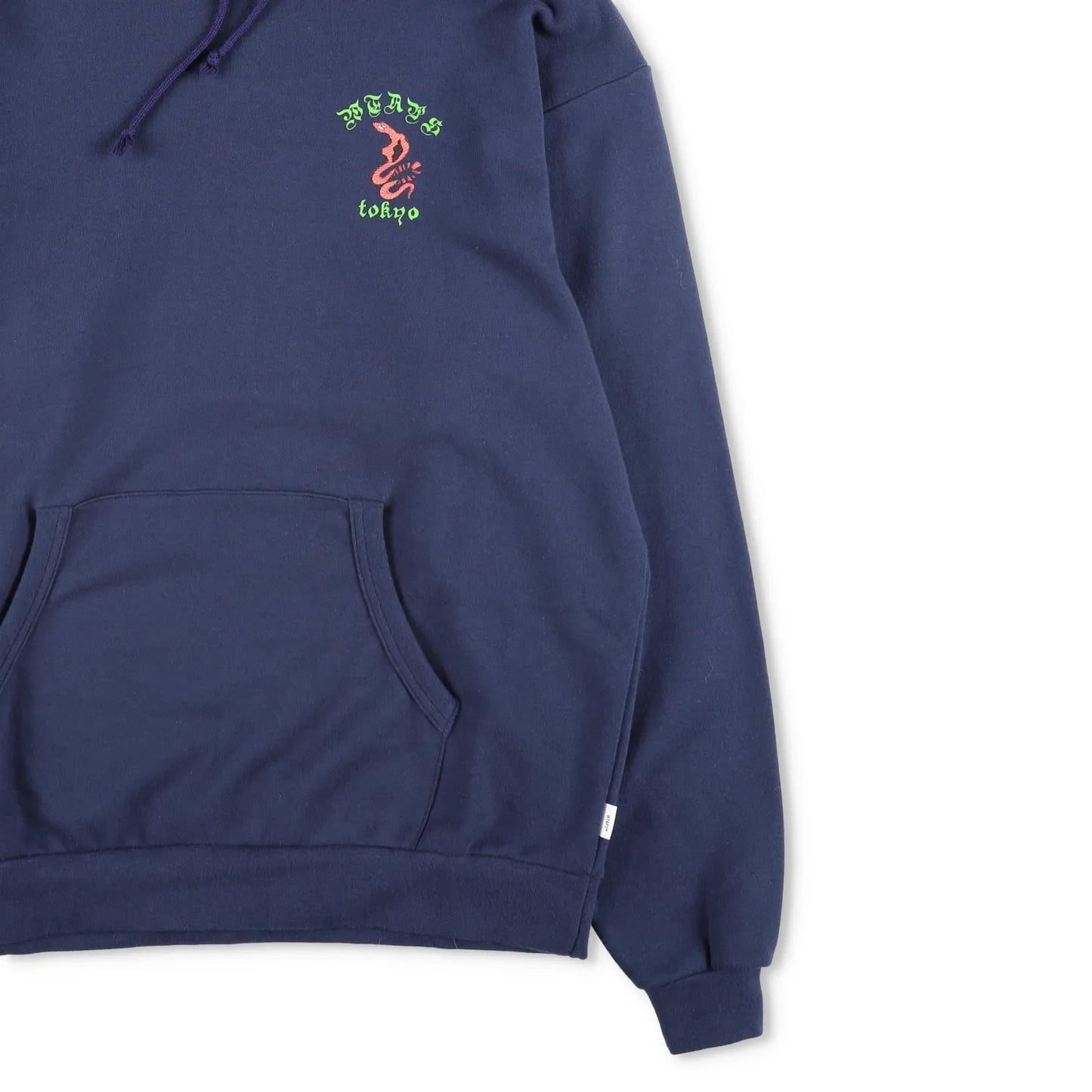 WTAPS Mens Hoodie Blue Cotton Kangaroo Pocket Logo Pullover Size X 04 RRP 200 — View 4