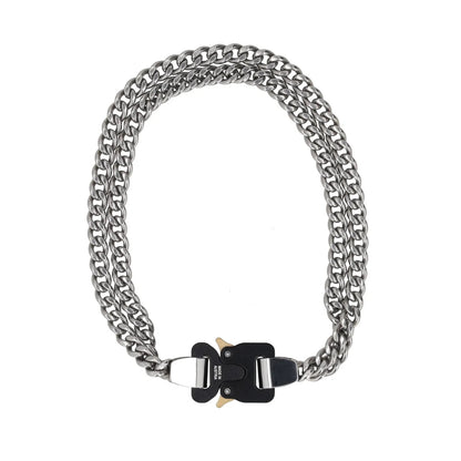 1017 ALYX 9SM Women Chain Necklace Grey Metal Stainless Steel Turn Lock S RRP400 — View 6
