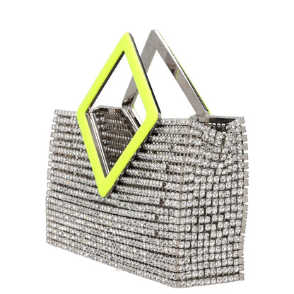 L'ALINGI Womens Clutch Handbag Silver Yellow Metal Rhinestones S RRP 700 — View 5