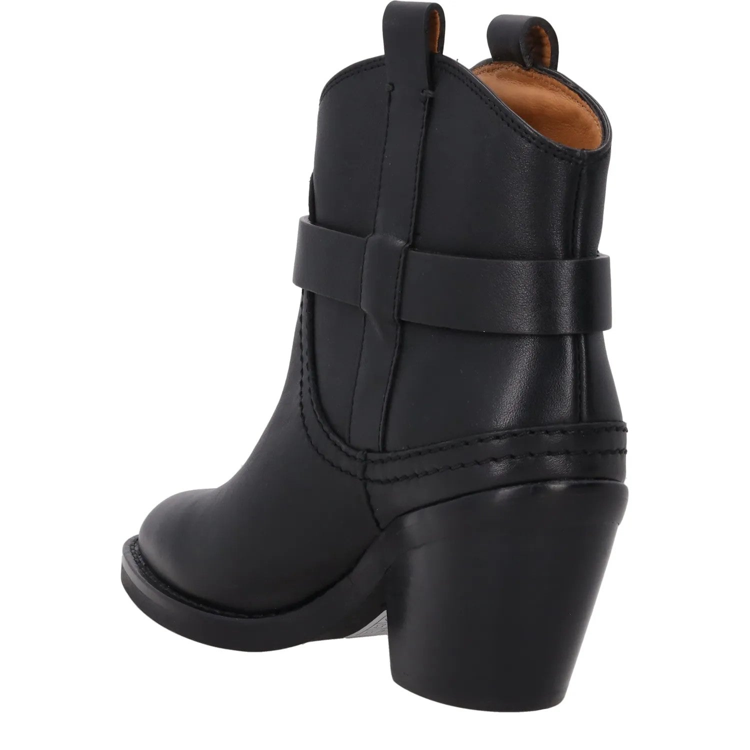 SEE BY CHLOE Womens Hana Ankle Boots Black Leather Round Toe Mid Heel 39 RRP 525 — View 5