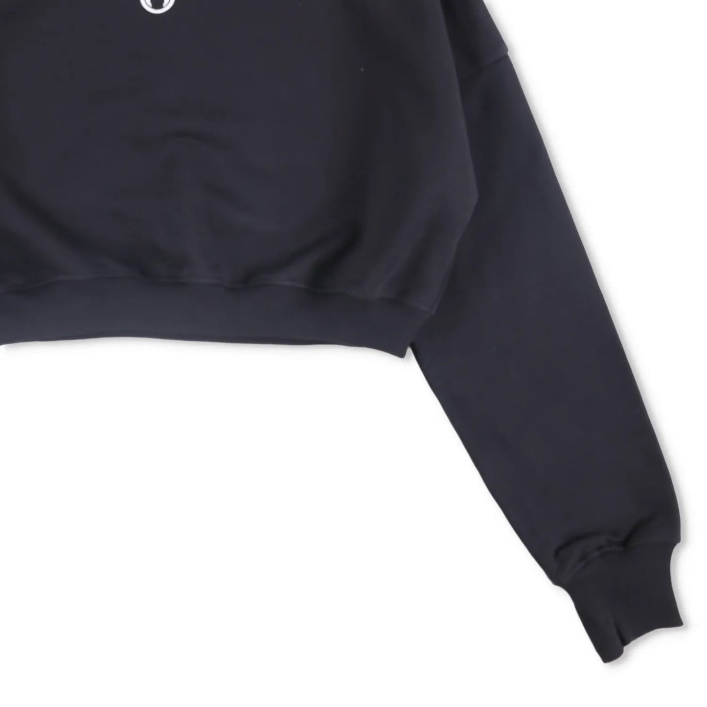 MARINE SERRE Womens Moon Logo Fleece Cropped Sweatshirt Black Pullover L RRP 317 — View 4