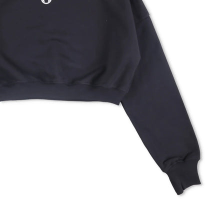 MARINE SERRE Womens Moon Logo Fleece Cropped Sweatshirt Black Pullover L RRP 317 — View 4