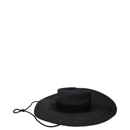 RUSLAN BAGINSKIY Womens Wide Brim Straw Fedora Hat Black Size M RRP 520 — View 3