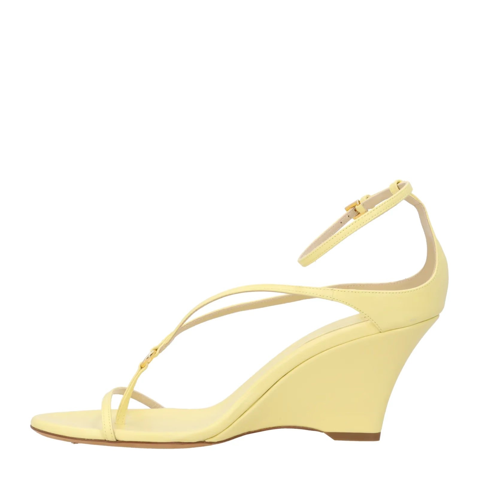 KHAITE Womens Marion Wegde Heel Sandal Leather Strappy Yellow UK 5 RRP 1020 — View 4
