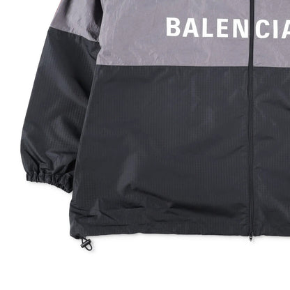 BALENCIAGA Mens Track Jacket Grey Black Windbreaker Stand-Up Collar 48 RRP 1500 — View 3