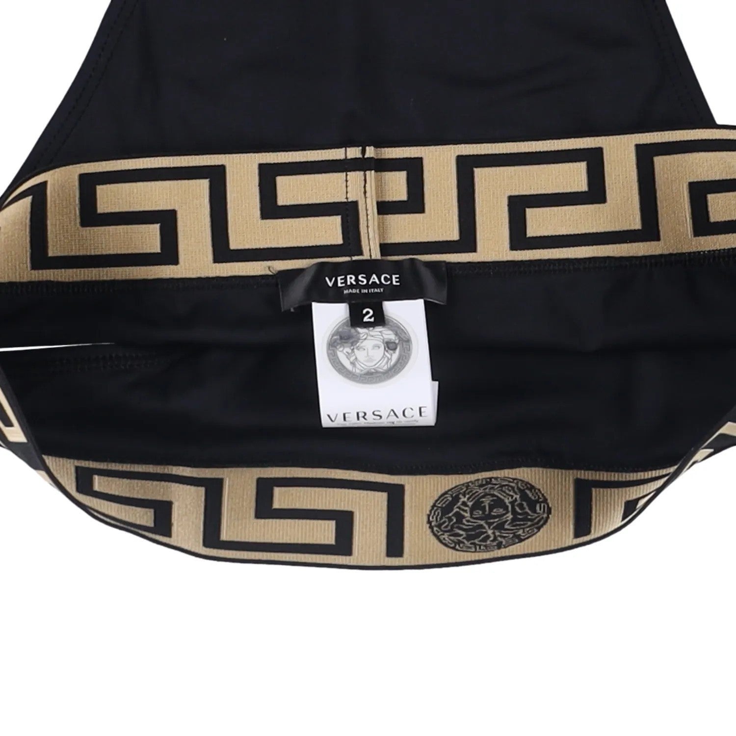 VERSACE Women E Bikini Bottoms Logo Elasticated Waistband Black Size S RRP 150 — View 4