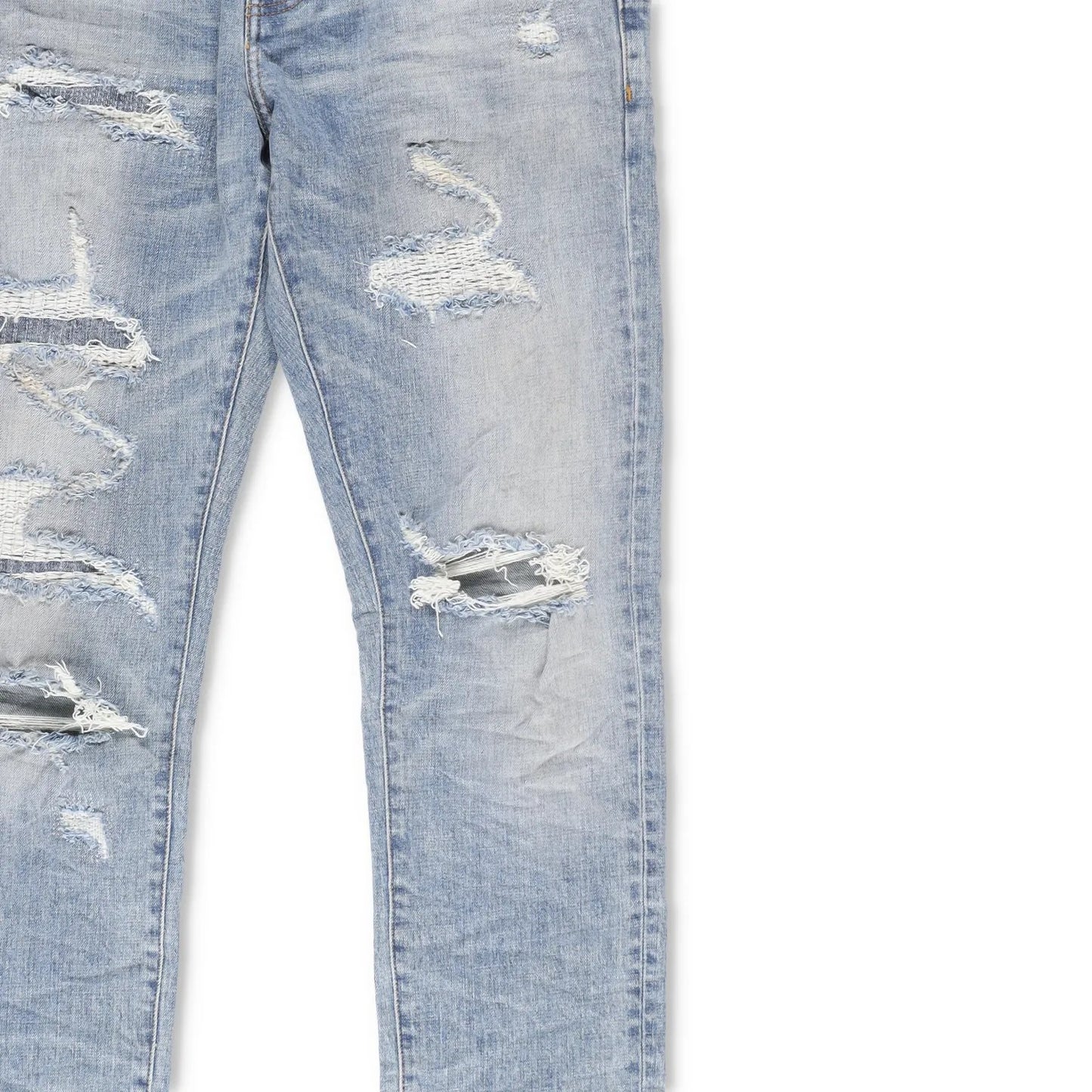 PURPLE BRAND Mens Light Indigo Vintage Ripped Skinny Jeans 5 Pocket 33 RRP 275 — View 7