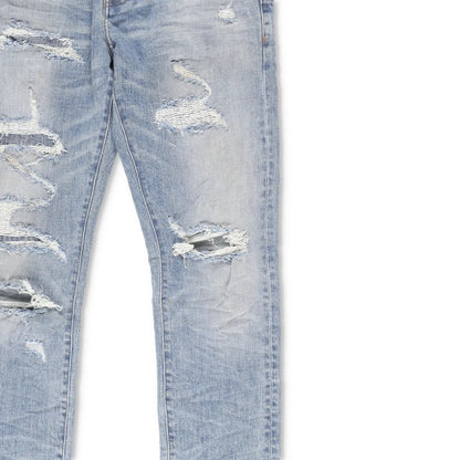 PURPLE BRAND Mens Light Indigo Vintage Ripped Skinny Jeans 5 Pocket 33 RRP 275 — View 7