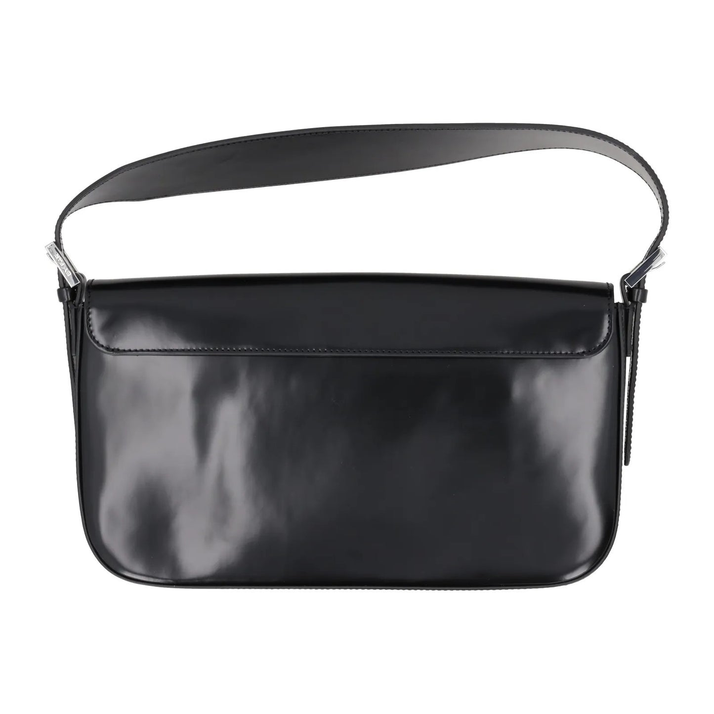 BY FAR Womens Manu Shoulder Bag Semi Patent Leather Black Silver OS RRP 410 — View 9
