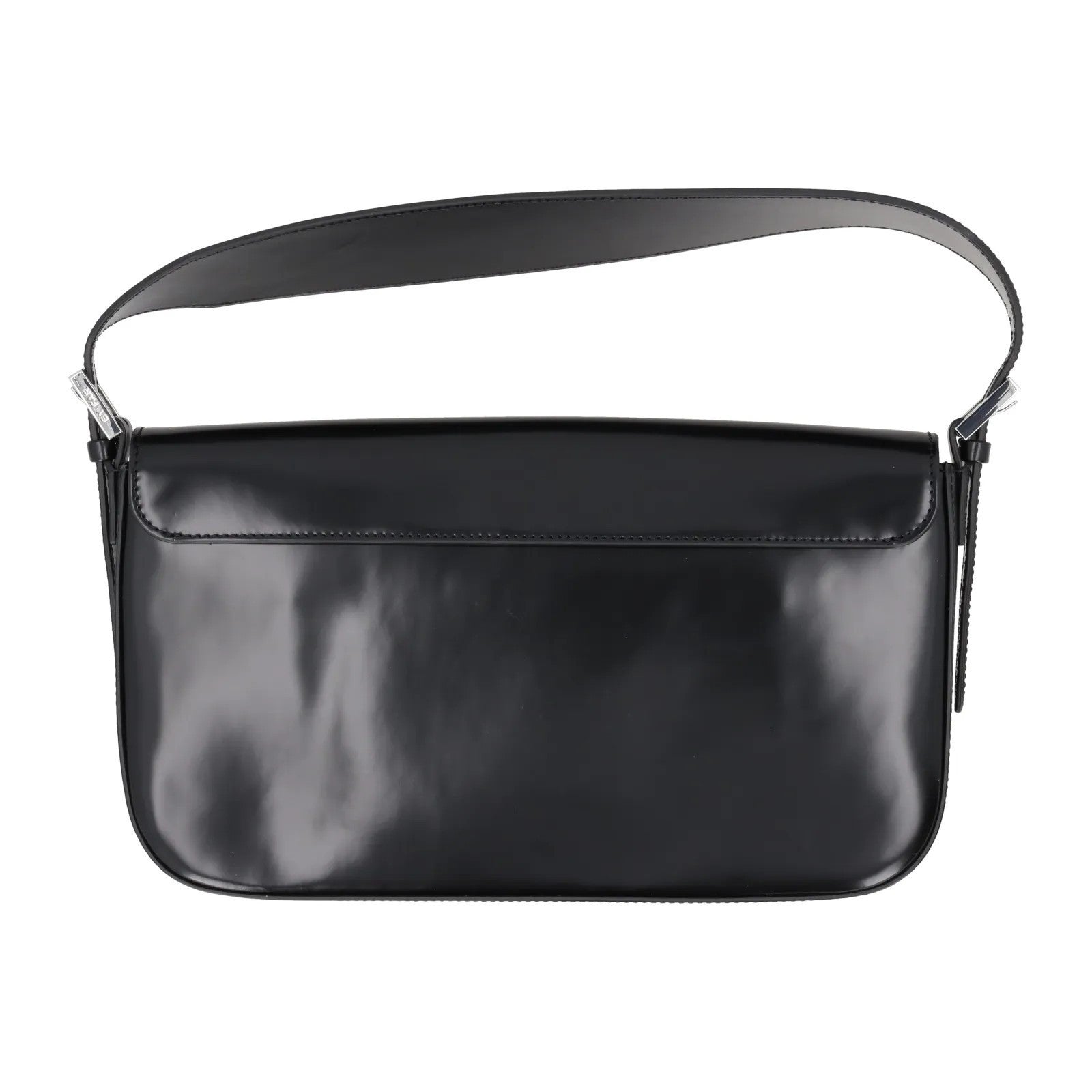 BY FAR Womens Manu Shoulder Bag Semi Patent Leather Black Silver OS RRP 410 — View 9
