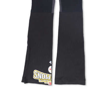 CONNER IVES Womens Flared Joggers Mixed Vintage Fibre Black Logo Size L RRP 250 — View 4