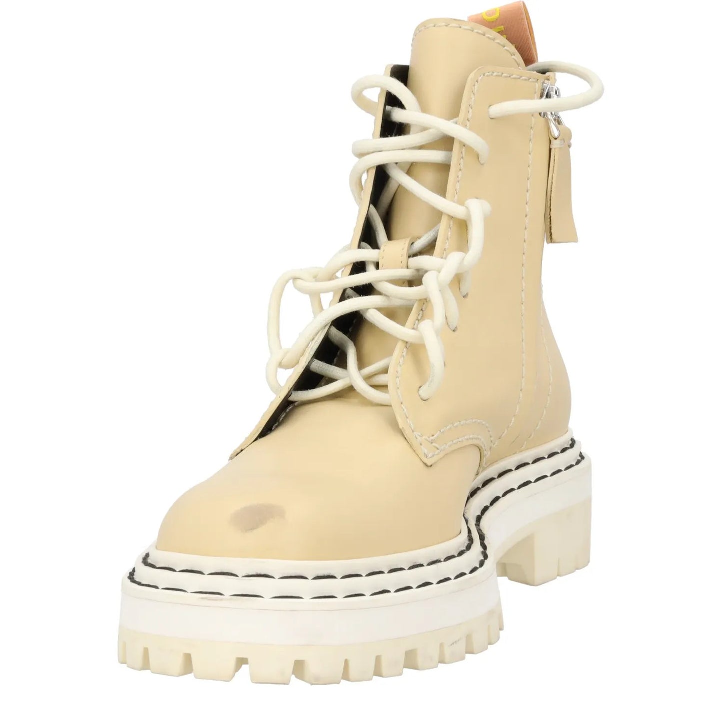 PROENZA SCHOULER Womens Beige Leather Flat Heel Ankle Combat Boots UK 3 RRP 795 — View 3