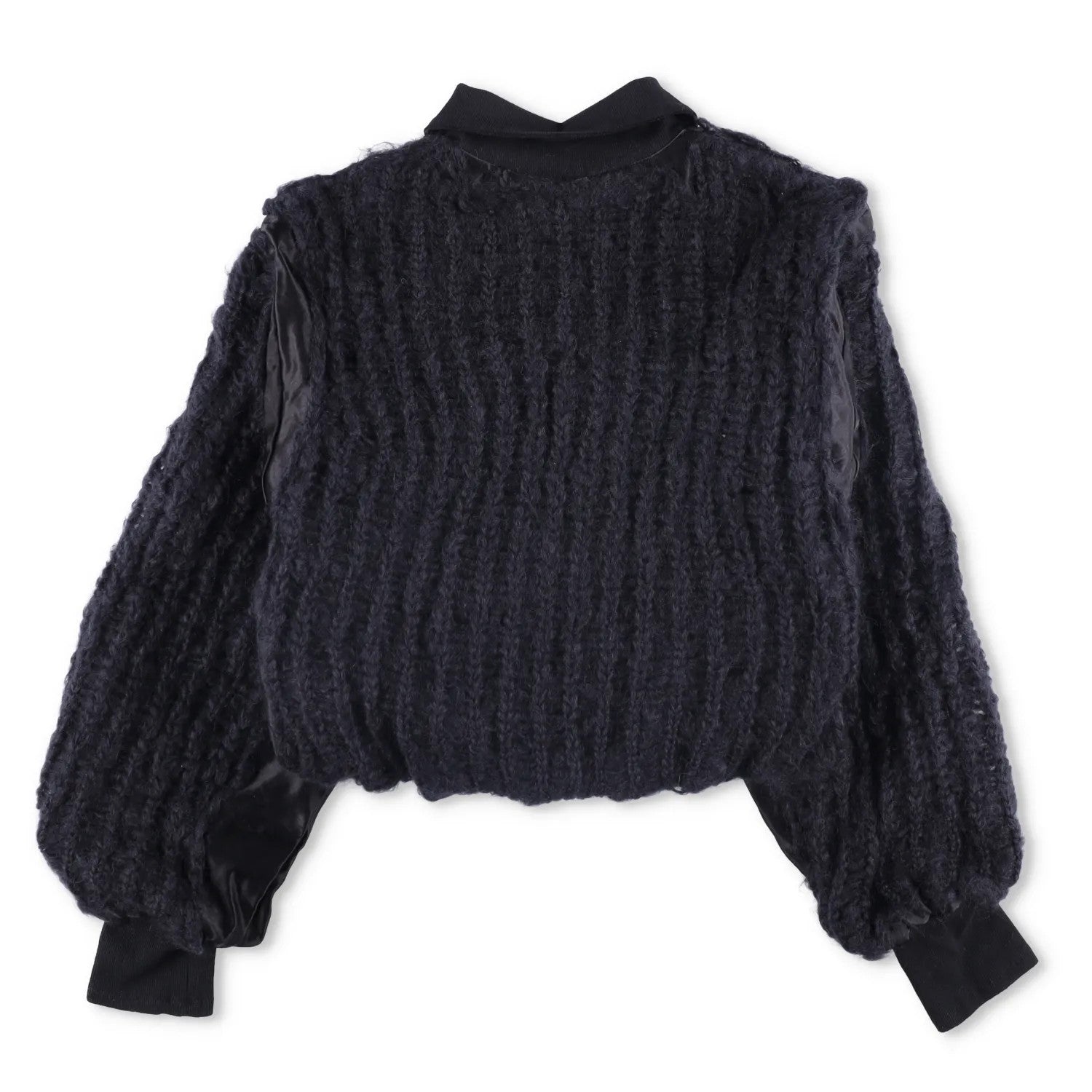 MLGA Mens Hand Knitted Bomber Jacket 07 Silk And Steel Black Size S RRP 1630 — View 9