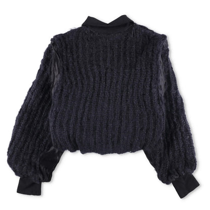 MLGA Mens Hand Knitted Bomber Jacket 07 Silk And Steel Black Size S RRP 1630 — View 9