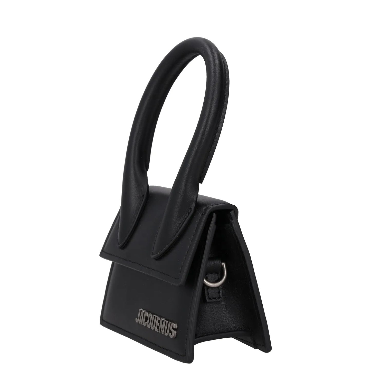 JACQUEMUS Womens Satchel Top Handle Bag Black Leather Silver Logo XS RRP 450 — View 2